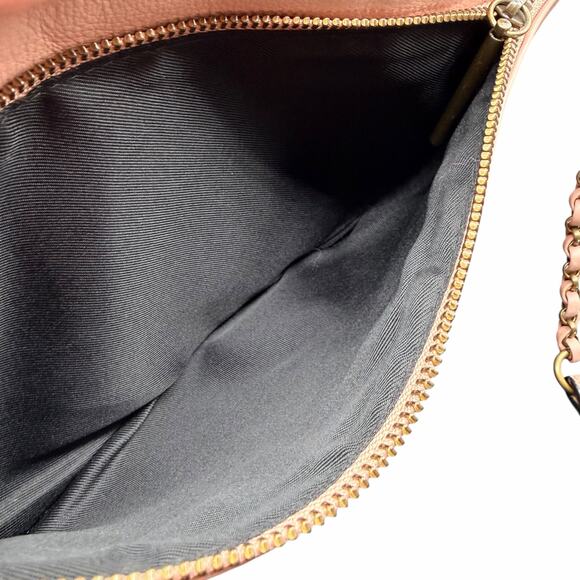 Elliott Lucca Blush Leather Crossbody Bag Chain Strap Zip Pocket - Picture 7 of 14